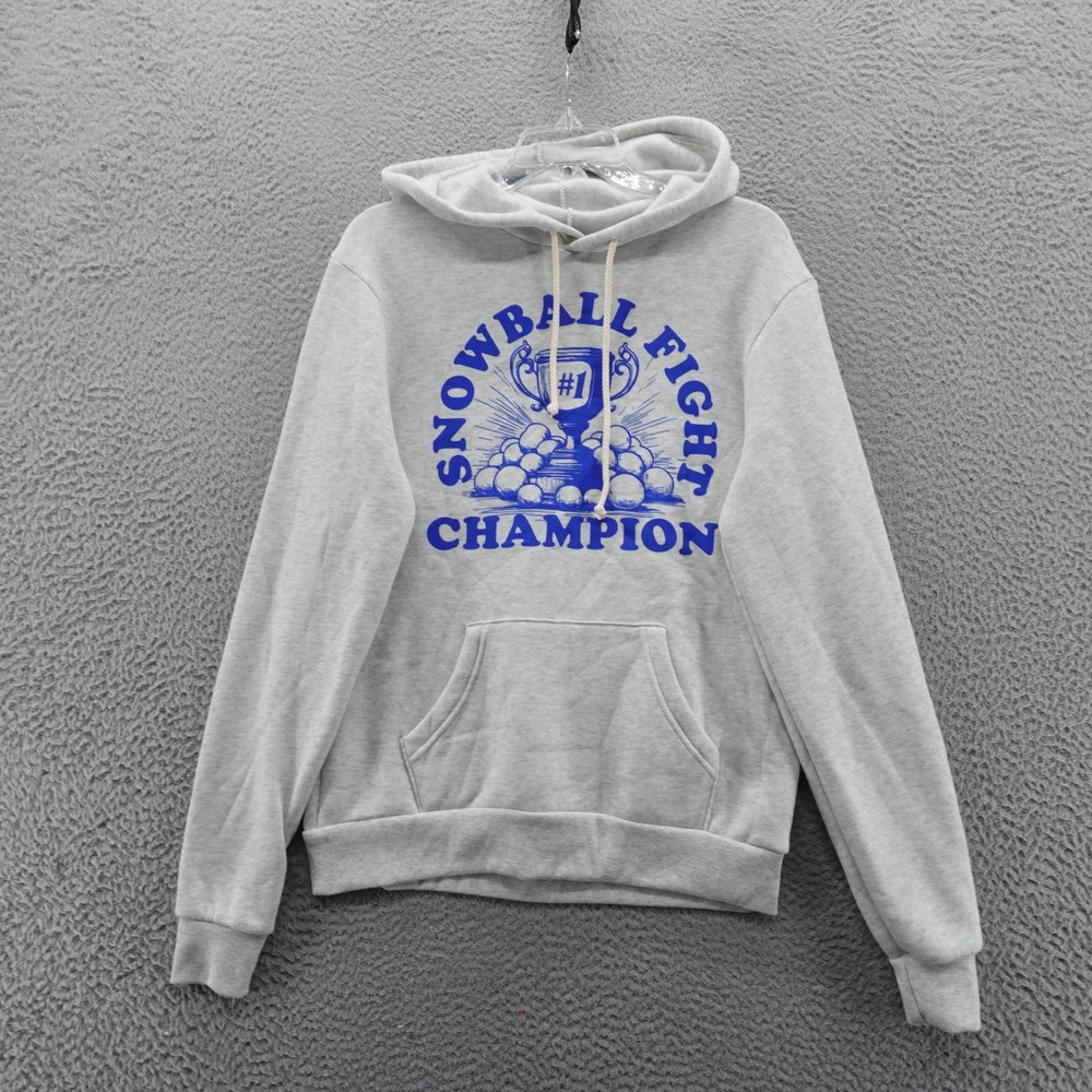 Where Im From Mens Small Grey Snowball Fight Champion Hoodie Sweatshirt‎ NEW